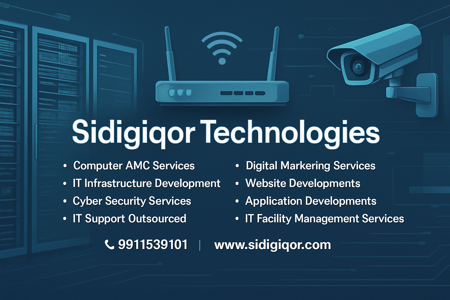 IT Facility Management, Cybersecurity, Website Development, App Development, and Digital Marketing Solutions.